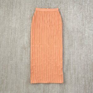 3 for $6 Orange Rib Knit Stretch Column Maxi Skirt S